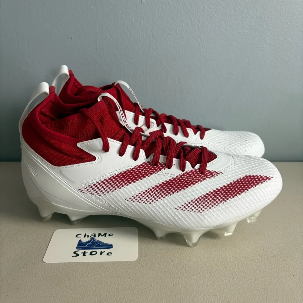 adidas Adizero Impact Football Cleats White Red Shoes IF2477 Men’s Sz 8.5 - Picture 1 of 9